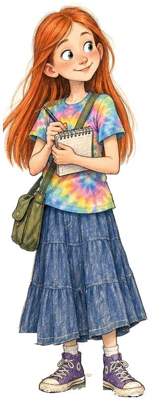 Emma Mayfield writing in her reporter's notepad